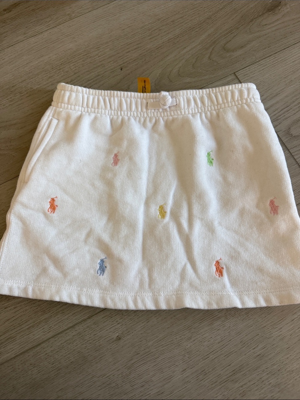 Ralph Lauren White Knit Skirt with Pastel Pony Embroidery